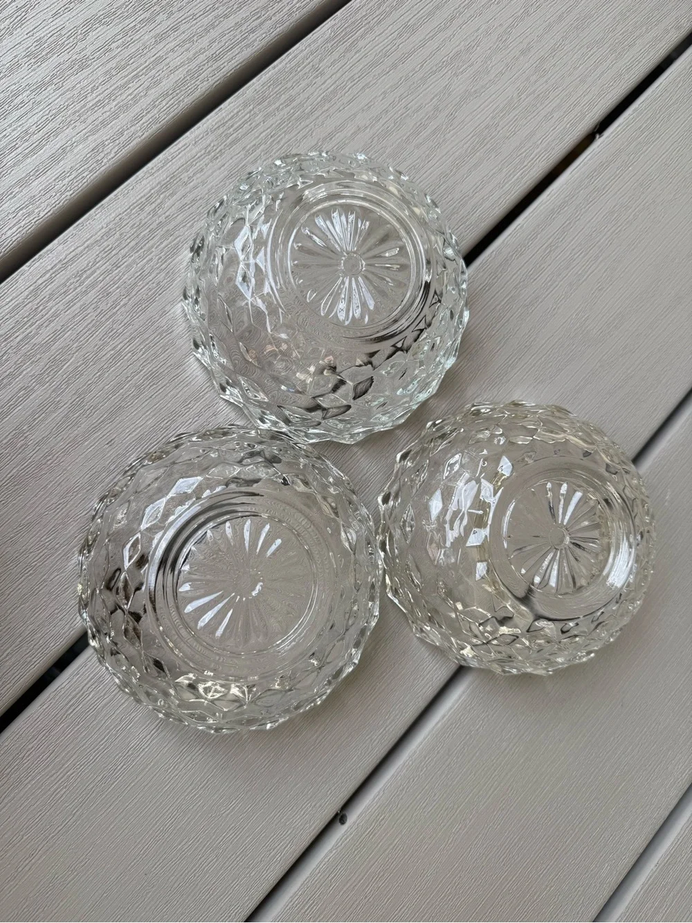 Set of 3 Vintage Clear Glass Fairy Lamp Bases Candle Holders